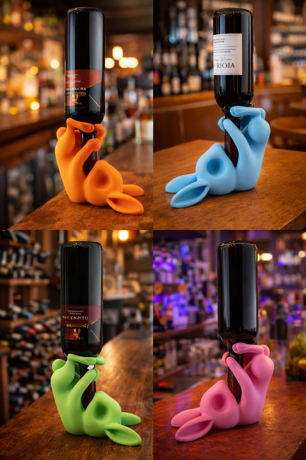 Portabottiglia Vino Coniglio – Wine Holder Design Moderno, Regalo Originale per Amanti del Vino, Decorazione Bar e Enotec