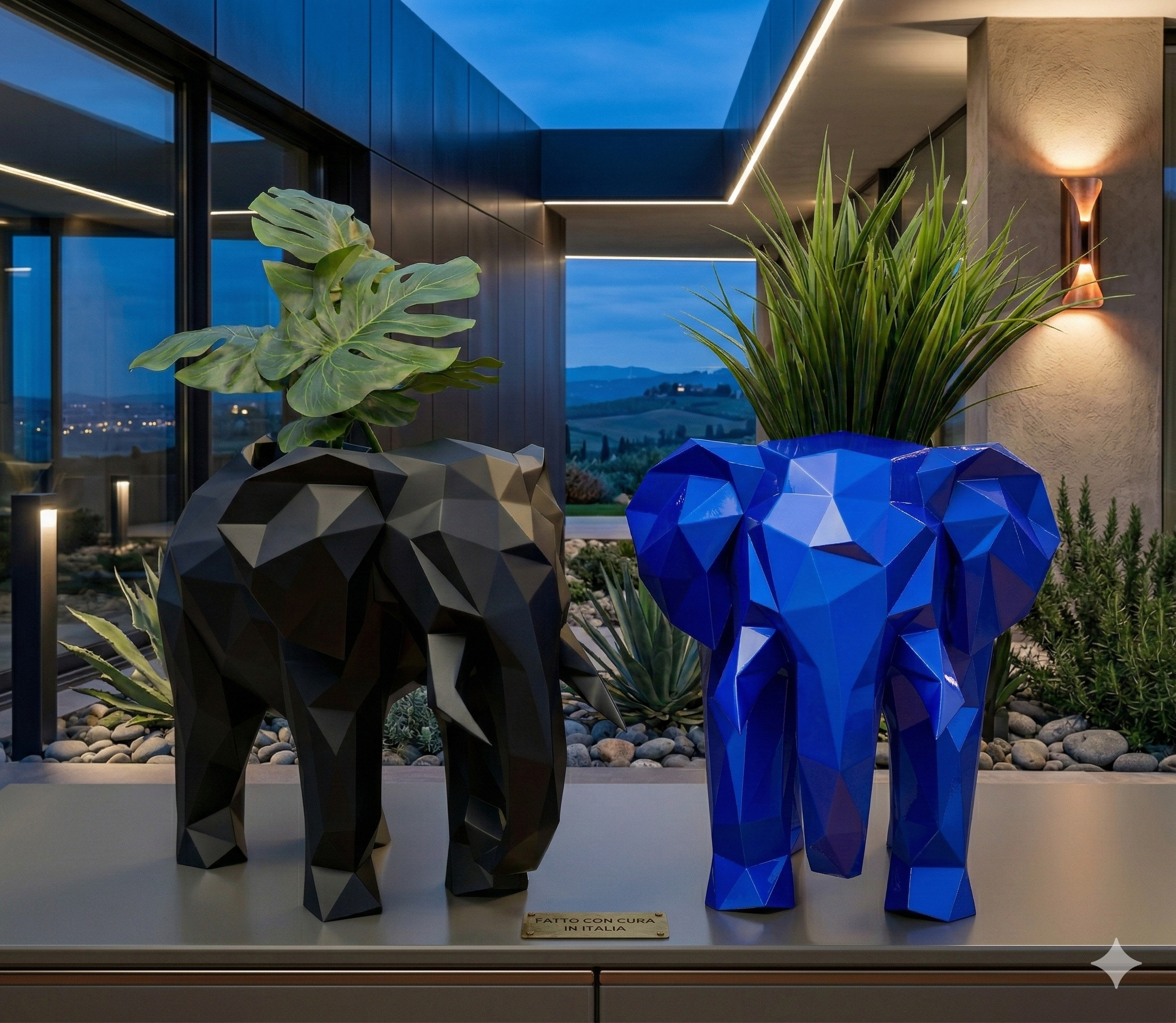 Porta Vaso Geometrico in Stampa 3D a Forma di Elefante - Fatto a Mano in PLA (17 cm)