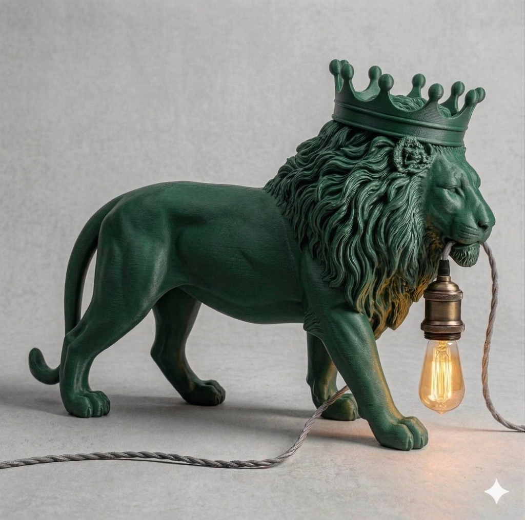 Lampada da Tavolo "King Lion" – Eccellenza dell'Artigianato Digitale
