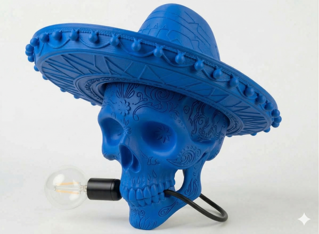Lampada "Calavera Sombrero" – Design Messicano in Stampa 3D (22cm)