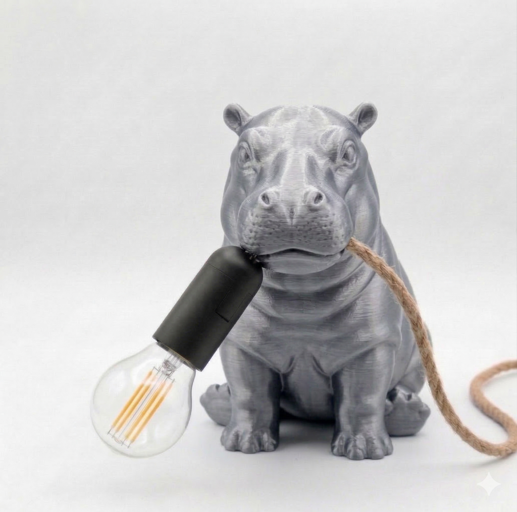 Hippo Glow: Lampada di Design in Stampa 3D   H 24cm
