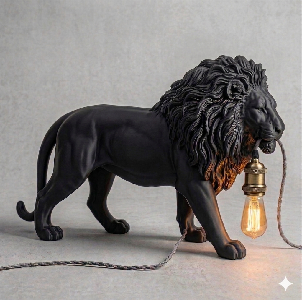 Lampada da Tavolo "King Lion" – Eccellenza dell'Artigianato Digitale