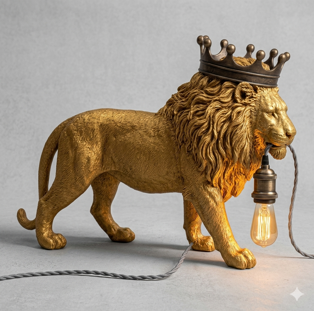 Lampada da Tavolo "King Lion" – Eccellenza dell'Artigianato Digitale