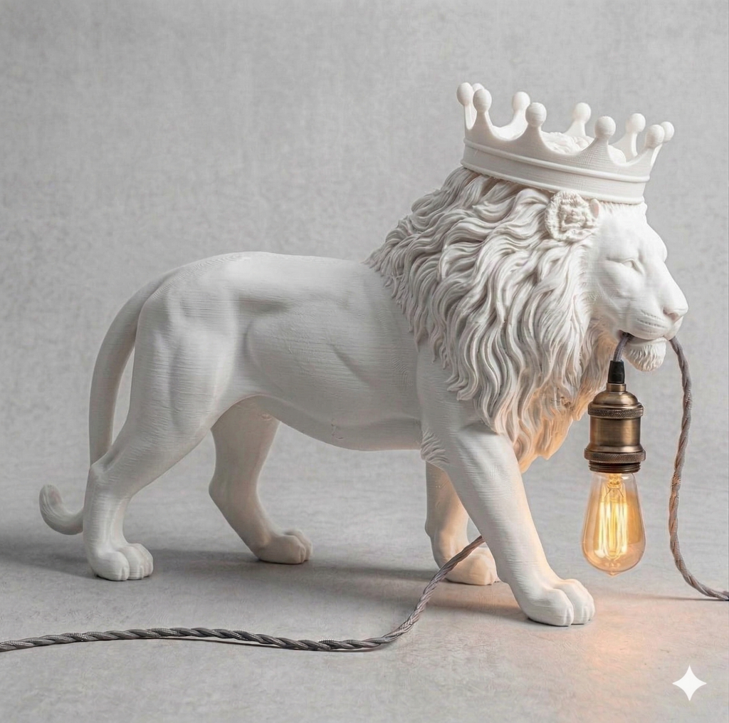 Lampada da Tavolo "King Lion" – Eccellenza dell'Artigianato Digitale