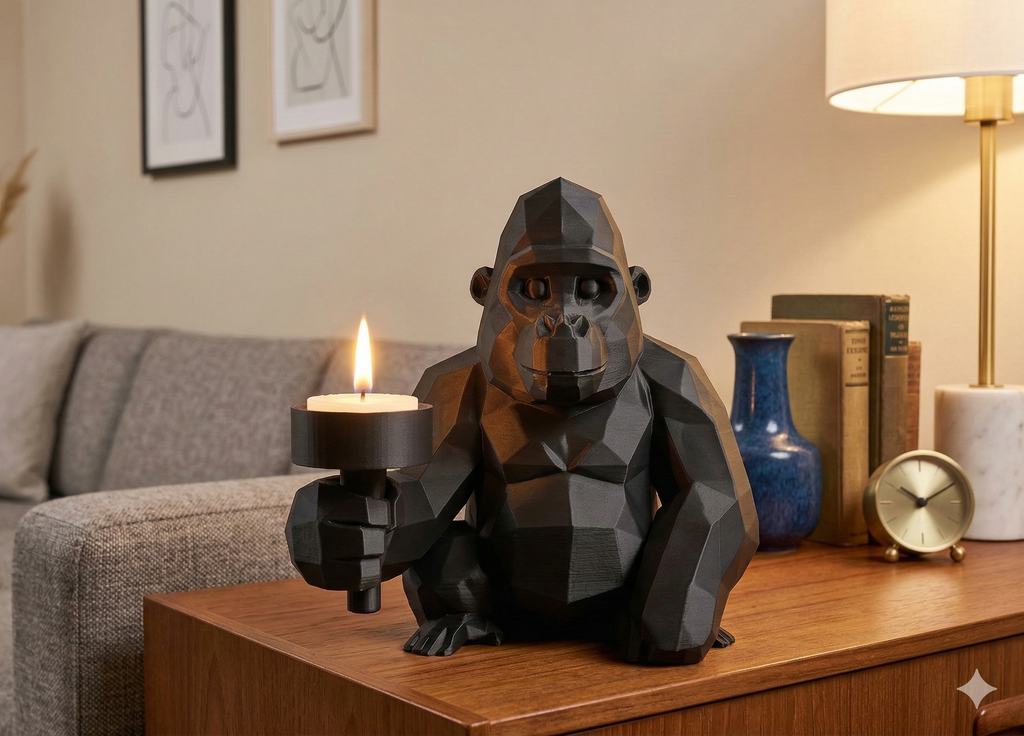 Gorilla Candle Holder – L'Incontro tra Design Poligonale e Stampa 3D