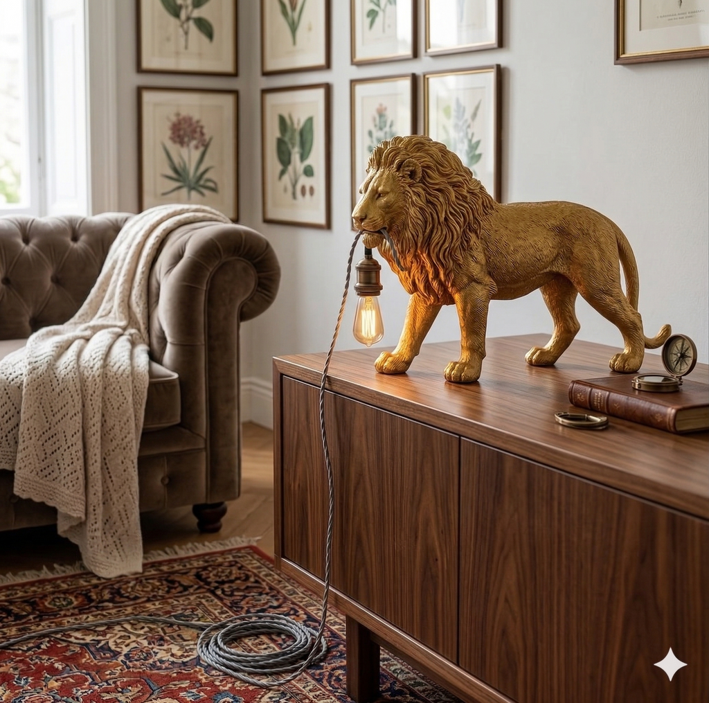 Lampada da Tavolo "King Lion" – Eccellenza dell'Artigianato Digitale