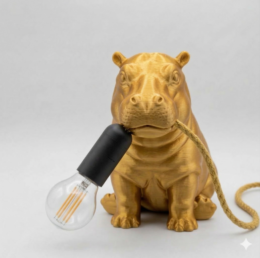 Hippo Glow: Lampada di Design in Stampa 3D   H 24cm