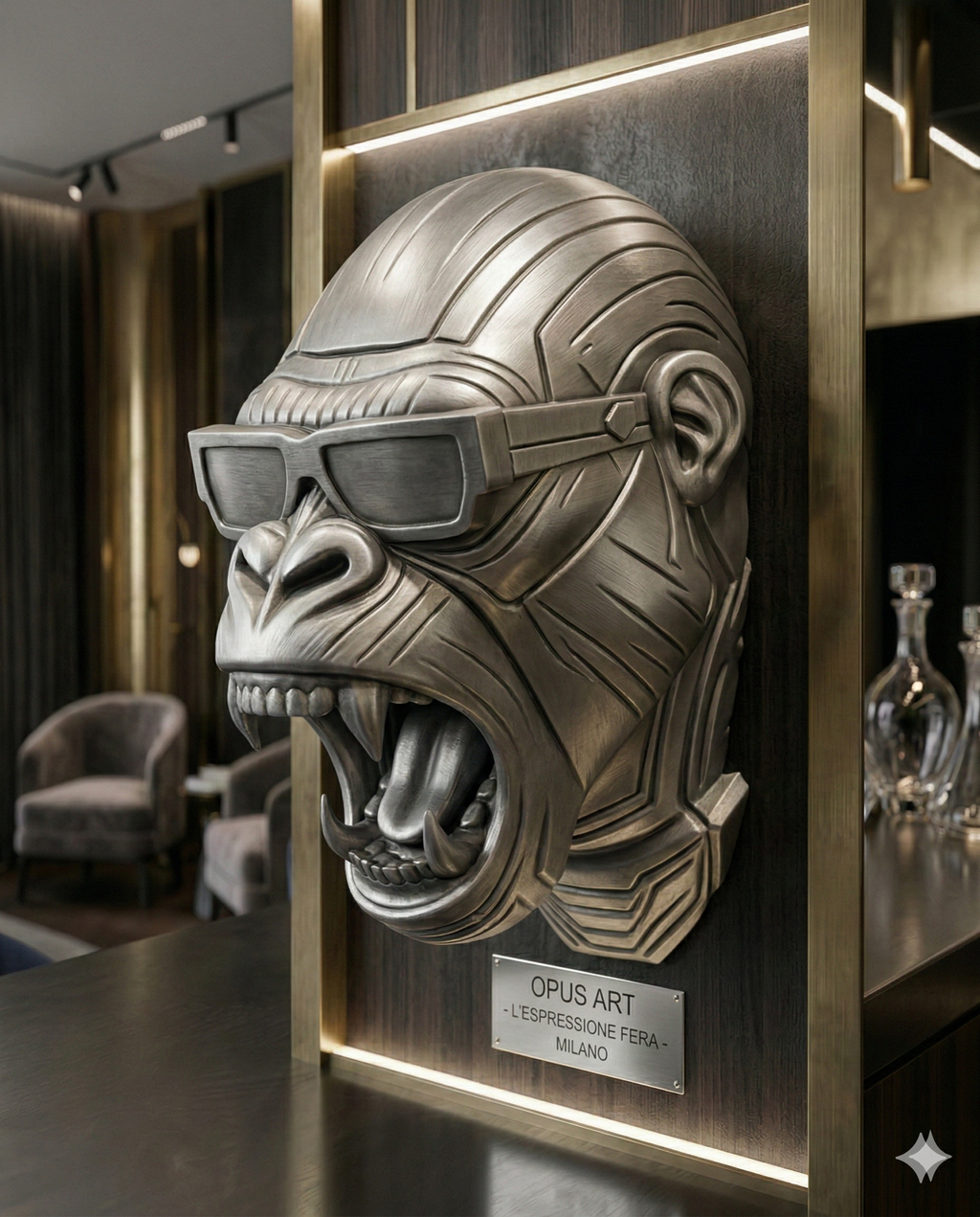 Cyber Gorilla – Scultura da Muro in Stampa 3D High-Tech (22cm)