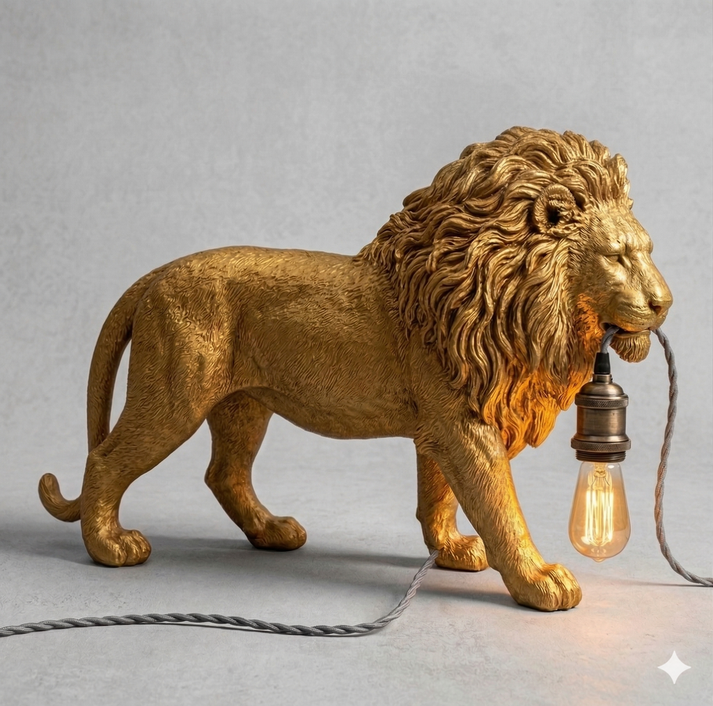Lampada da Tavolo "King Lion" – Eccellenza dell'Artigianato Digitale