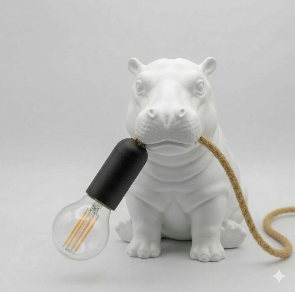 Hippo Glow: Lampada di Design in Stampa 3D   H 24cm