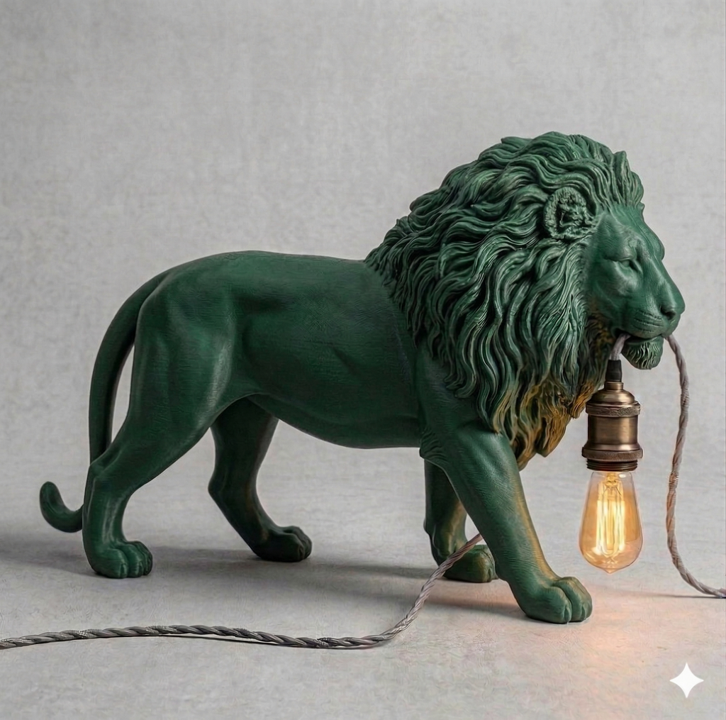 Lampada da Tavolo "King Lion" – Eccellenza dell'Artigianato Digitale