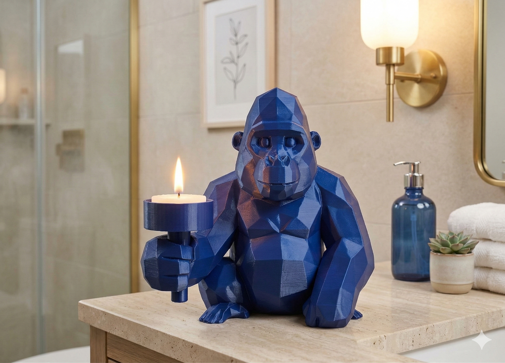 Gorilla Candle Holder – L'Incontro tra Design Poligonale e Stampa 3D