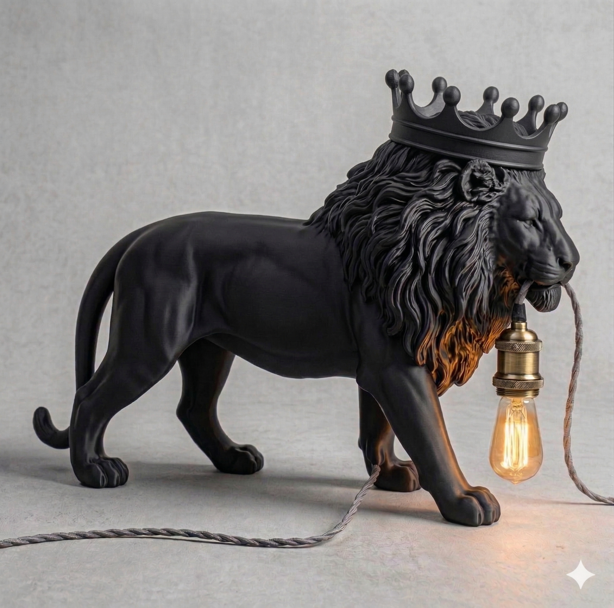 Lampada da Tavolo "King Lion" – Eccellenza dell'Artigianato Digitale