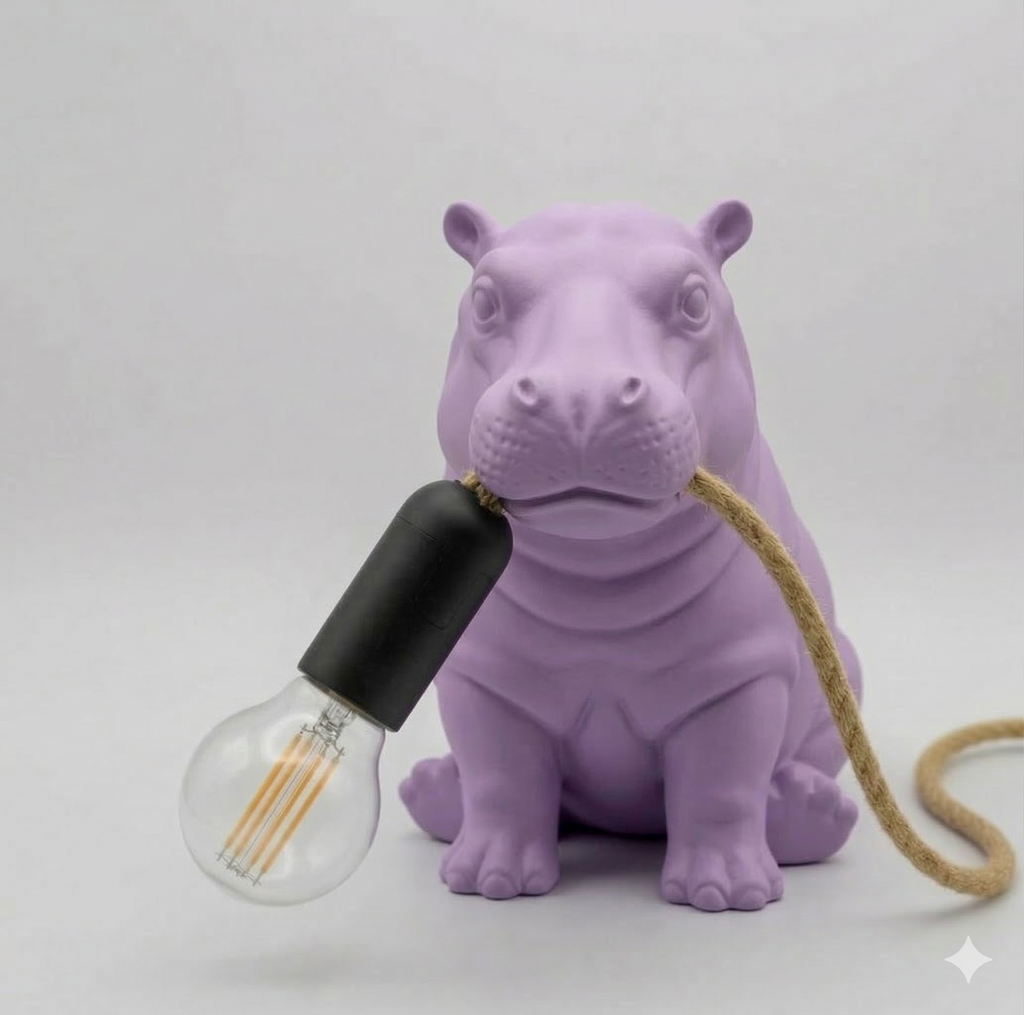 Hippo Glow: Lampada di Design in Stampa 3D   H 24cm