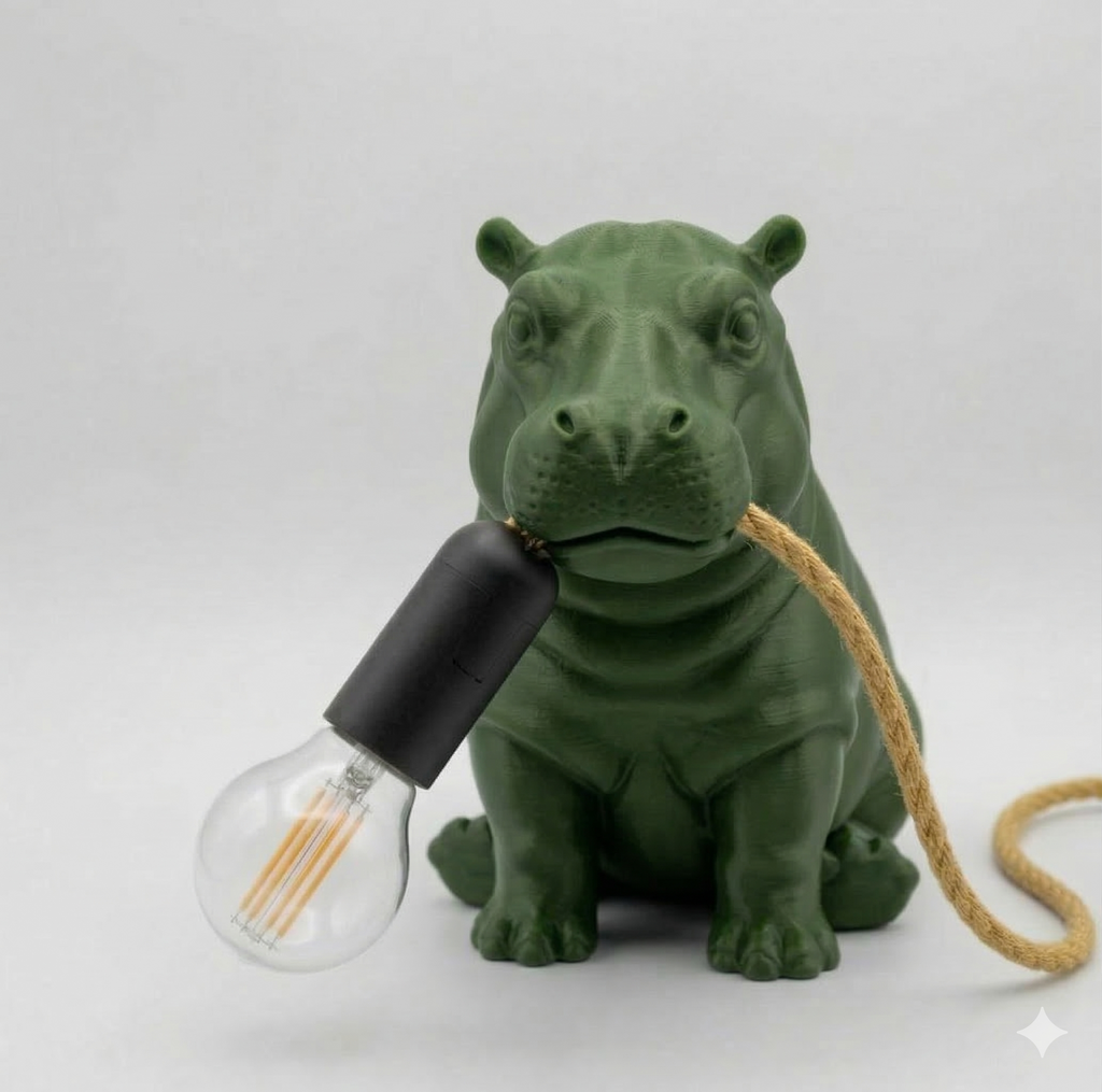 Hippo Glow: Lampada di Design in Stampa 3D   H 24cm