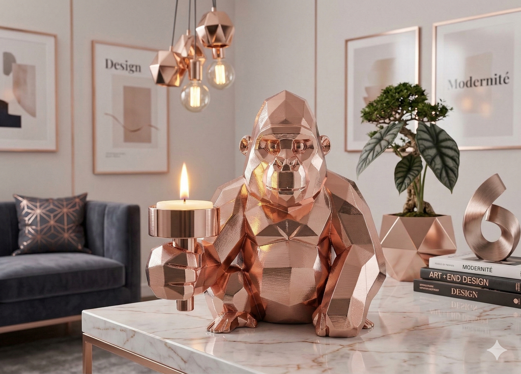 Gorilla Candle Holder – L'Incontro tra Design Poligonale e Stampa 3D