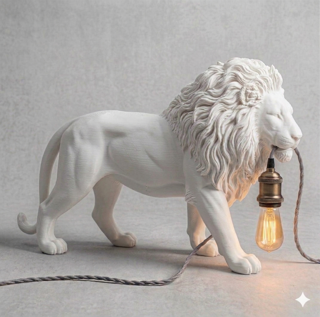 Lampada da Tavolo "King Lion" – Eccellenza dell'Artigianato Digitale