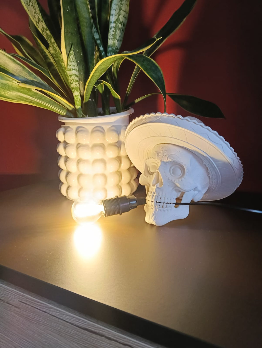 Lampada "Calavera Sombrero" – Design Messicano in Stampa 3D (22cm)
