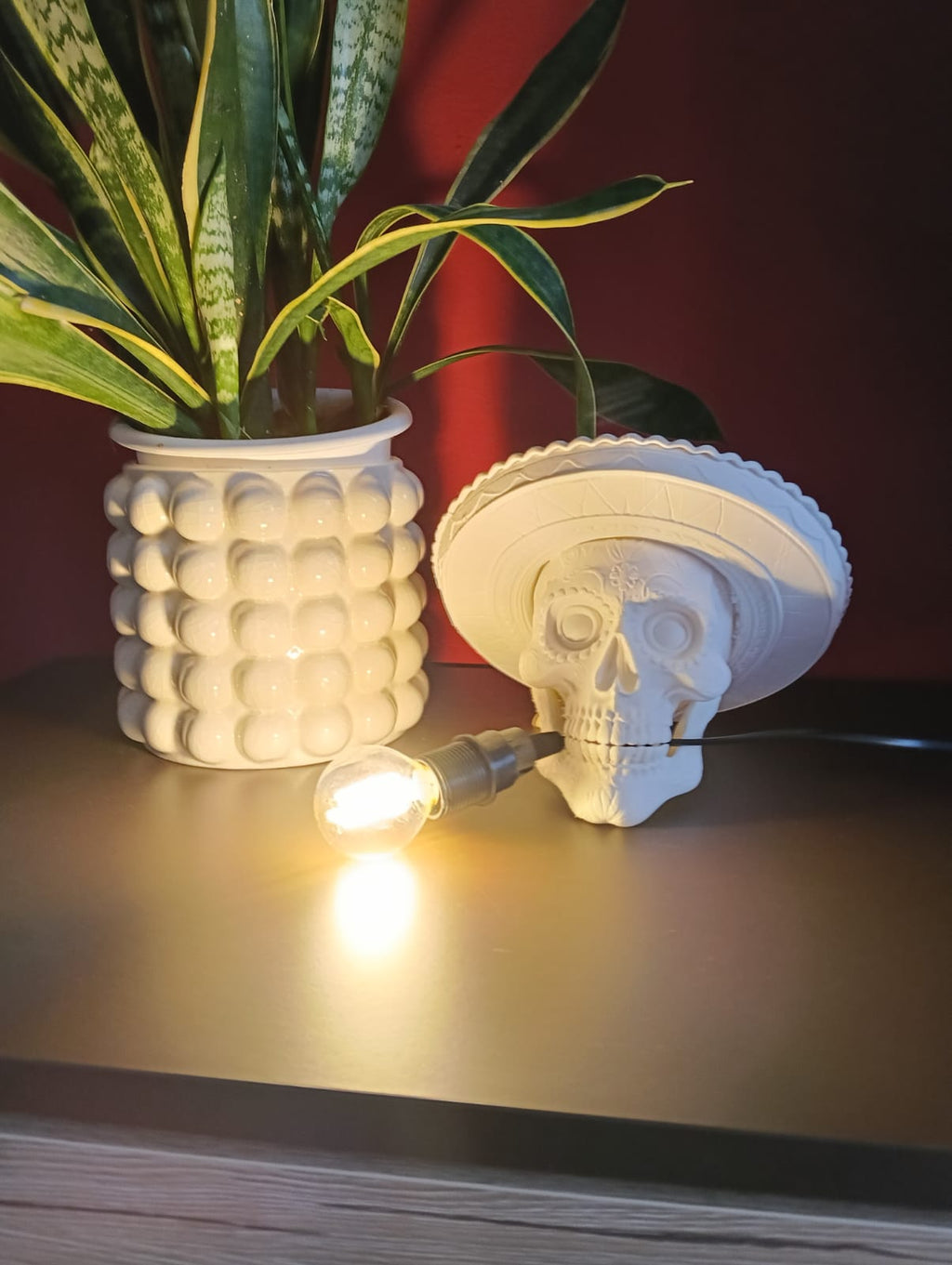 Lampada "Calavera Sombrero" – Design Messicano in Stampa 3D (22cm)